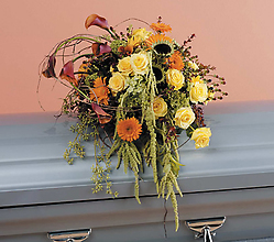 Orange and Yellow Cascading Casket Spray